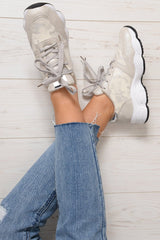 White Camo Lace Up Trainers - Adisa-Trainers