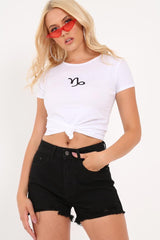 White Capricorn Star Sign T-Shirt - Adalee-Tops