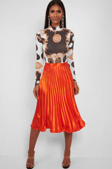 White Chain Print Slinky High Neck Bodysuit - Abira-Bodysuits