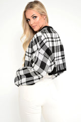 White Check Batwing Crop Knit Jumper - Marisa-Jumper