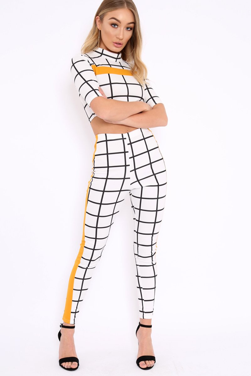 White Check and Mustard Stripe Co-ord - Lainey-Co-ords