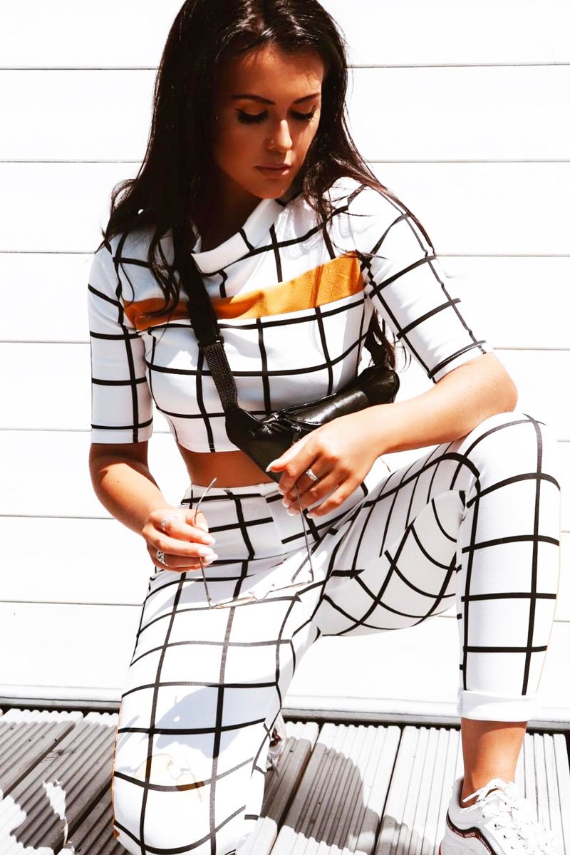 White Check and Mustard Stripe Co-ord - Lainey-Co-ords