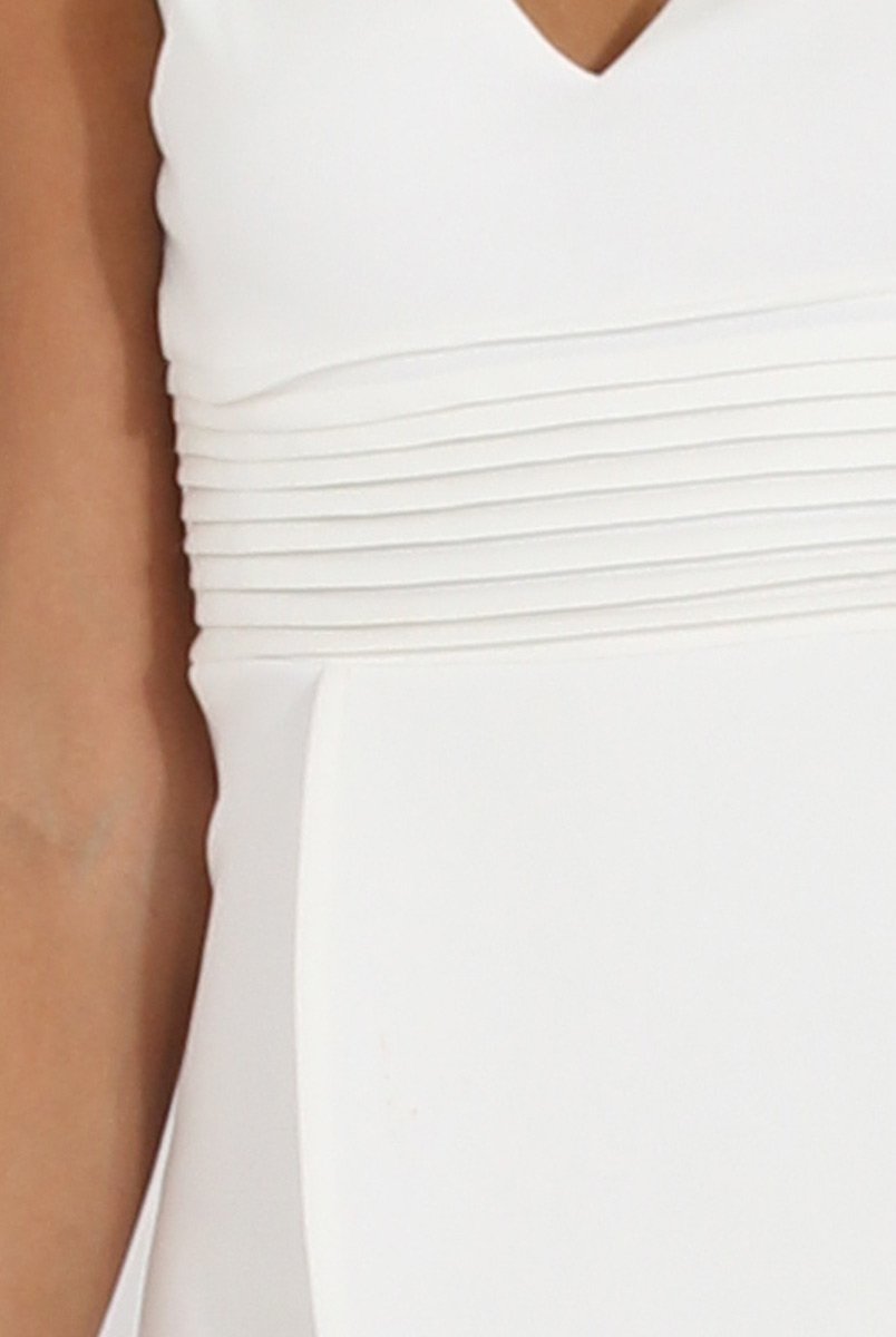 White Choker Plunge Wrap Dress - Serenity-Dresses