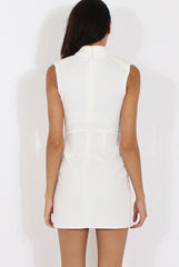 White Choker Plunge Wrap Dress - Serenity-Dresses