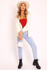 White Chunky Knit Oversized Cardigan - Eaden-Cardigans