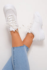White Chunky Lace Up Trainers - Aaniya-Trainers
