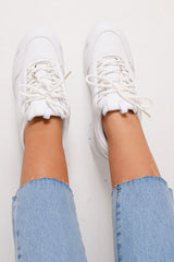 White Chunky Lace Up Trainers - Aaniya-Trainers