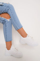 White Chunky Lace Up Trainers - Aaniya-Trainers