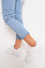 White Chunky Lace Up Trainers - Aaniya-Trainers