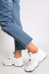 White Chunky Lace Up Trainers - Dita-Trainers