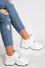 White Chunky Lace Up Trainers - Dita-Trainers