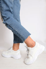 White Chunky Panel Trainers - Libby-Trainers