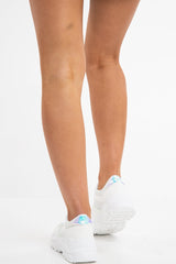 White Cleated Sole Lace Up Chunky Trainers - Gradie-Trainers