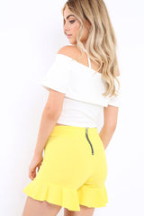 White Cold Shoulder Crop Top - Amilah-Tops