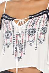 White Cold Shoulder Embroidered Crop Top - Carrie-Crop Tops