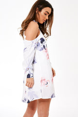 White Cold Shoulder Floral Dress - Maxine-Dresses