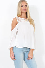 White Cold Shoulder Top - Emily-Tops