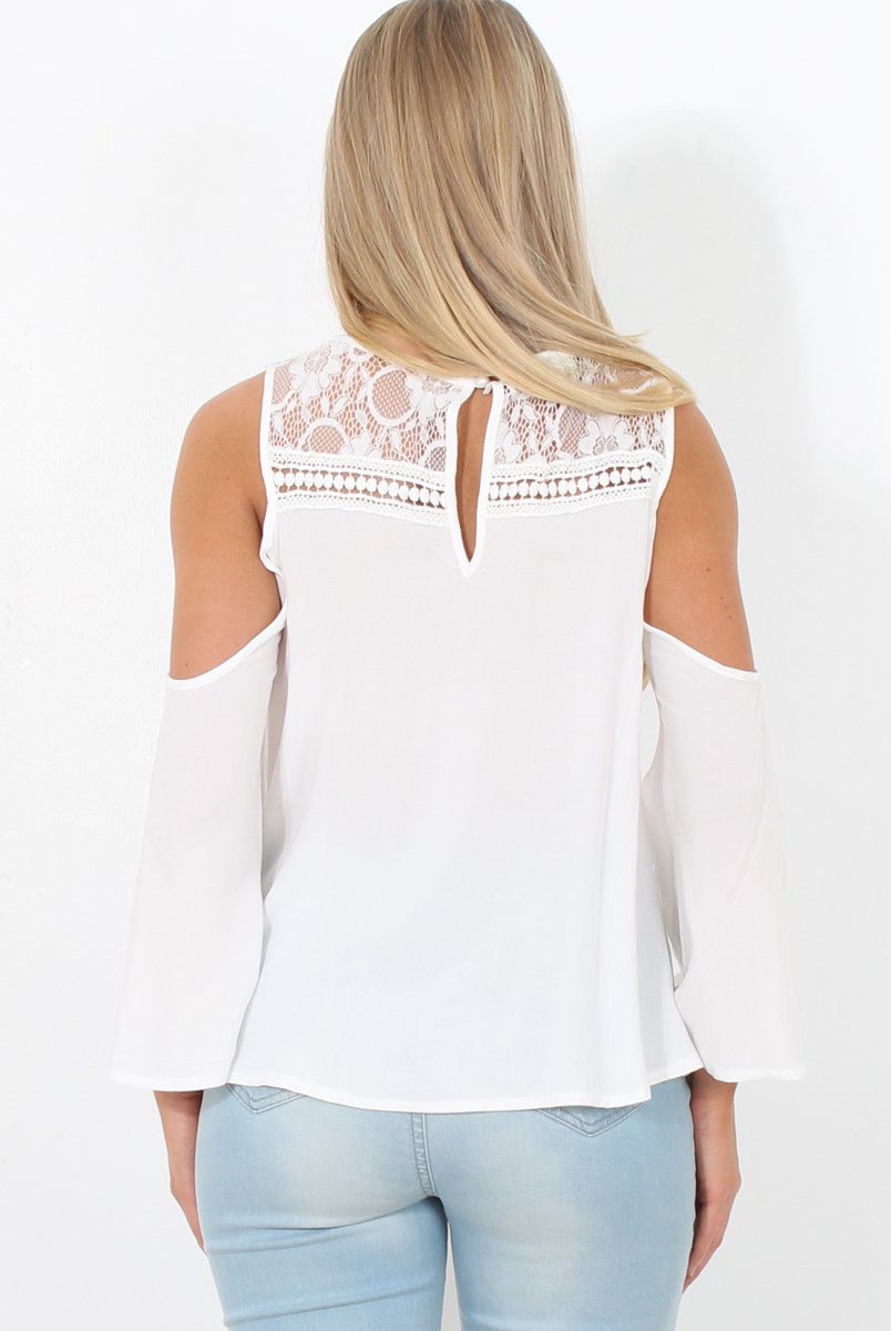 White Cold Shoulder Top - Emily-Tops