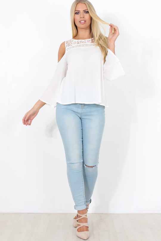 White Cold Shoulder Top - Emily