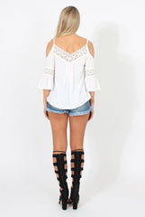 White Cold Shoulder Top - Penny-Tops