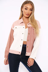 White Contrast Oversized Denim Jacket - Keeli-Denim Jackets
