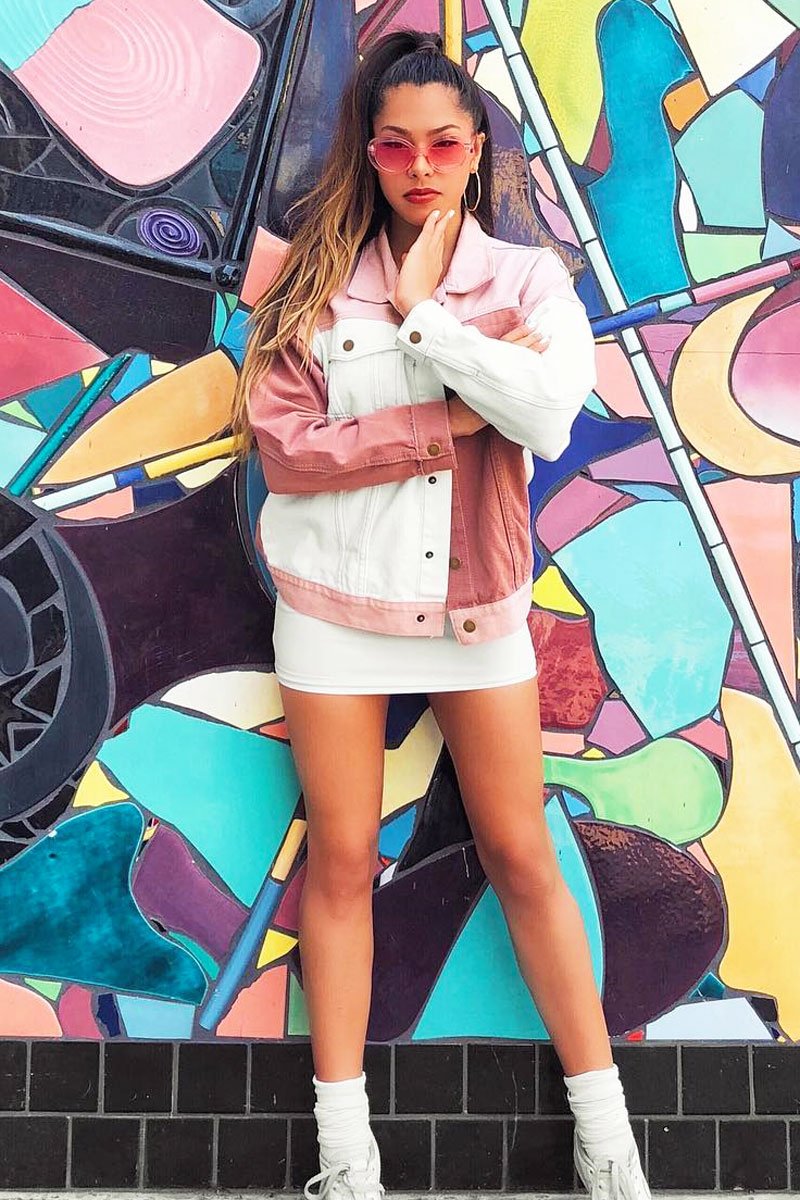 White Contrast Oversized Denim Jacket - Keeli-Denim Jackets