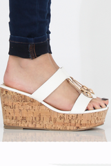 White Cork Wedges - Niki-Wedges