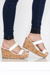 White Cork Wedges - Niki-Wedges