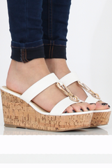 White Cork Wedges - Niki-Wedges