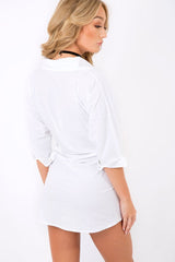 White Corset Front Shirt Dress - Malika-Shirts