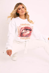 White Couture Graphic Sweatshirt - Verity-Sweatshirts
