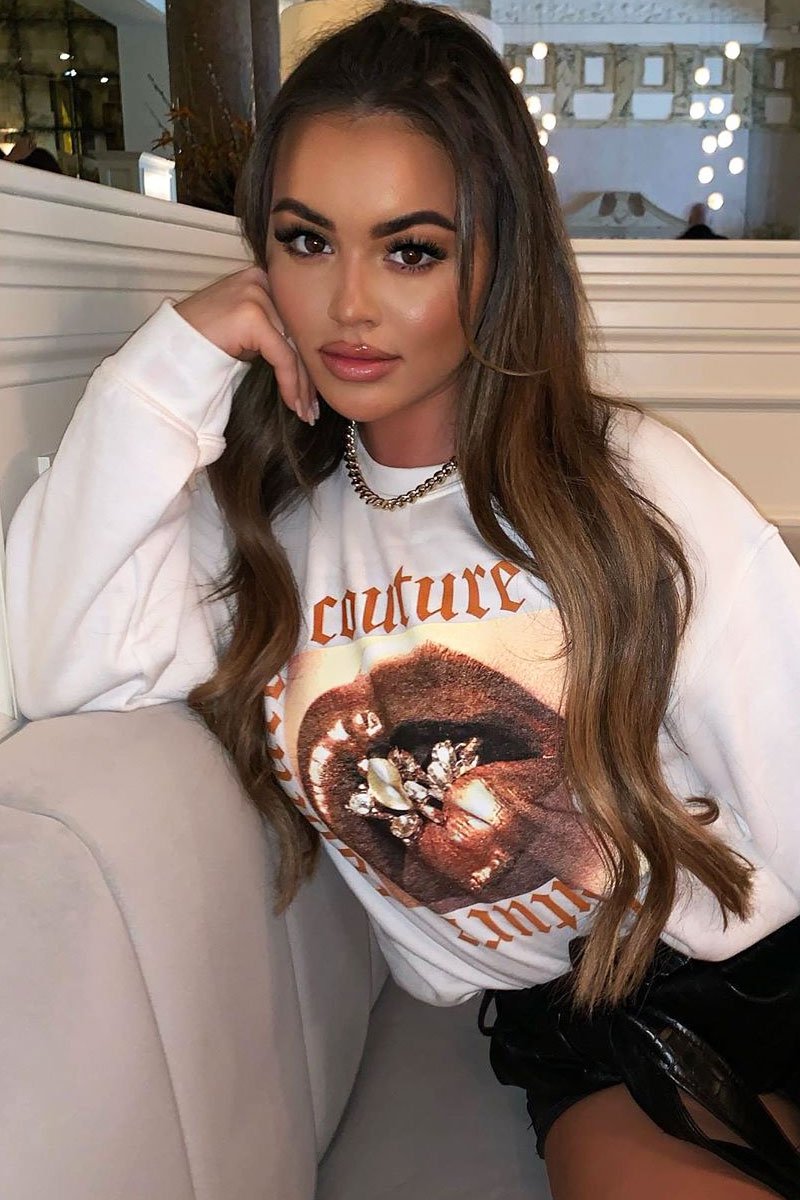 White Couture Graphic Sweatshirt - Verity-Sweatshirts