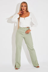 White Covered Button Top - Anelise-Tops