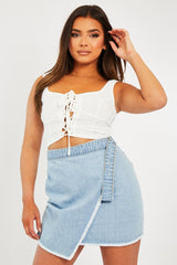 White Crepe Corset Bralet Top - Judie-Crop Tops