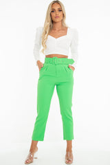 White Crepe Sweetheart Puff Sleeve Crop Top - Porsha-Crop Tops