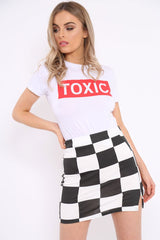 White Crew Neck Toxic Slogan T-Shirt - Grecia-Tops