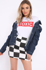 White Crew Neck Toxic Slogan T-Shirt - Grecia-Tops