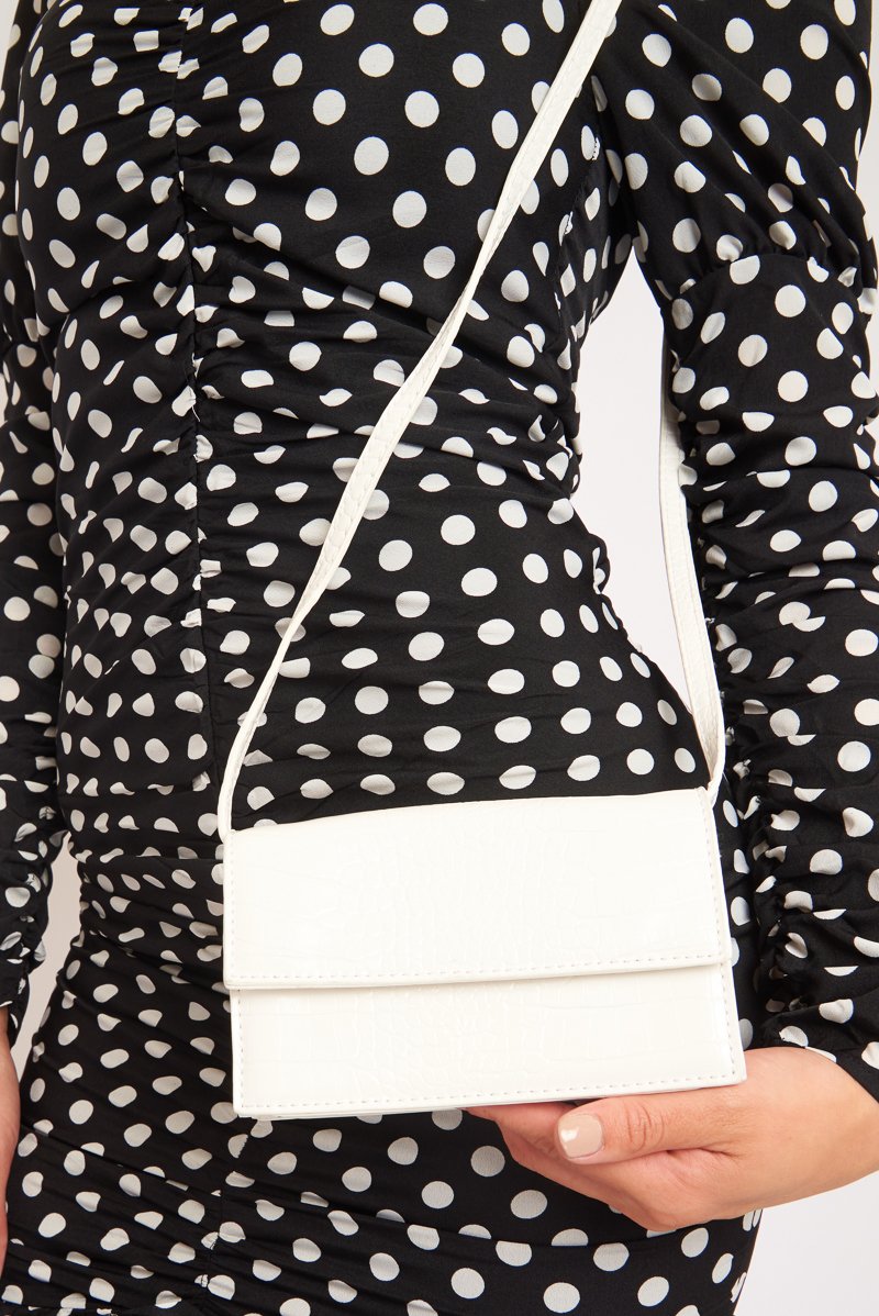 White Croc Folded Clutch Handbag - Verlie-Bags