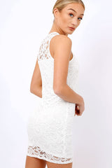 White Crochet Bodycon dress - Marcella-Dresses