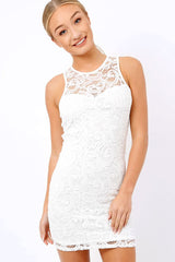 White Crochet Bodycon dress - Marcella-Dresses
