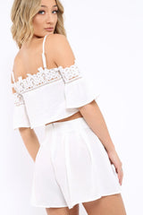 White Crochet Co-ord Set - Sharna-Co-ords