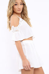 White Crochet Co-ord Set - Sharna-Co-ords