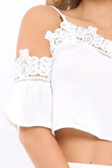 White Crochet Co-ord Set - Sharna-Co-ords