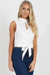 White Crochet Crop Top - Amelia-Crop Tops