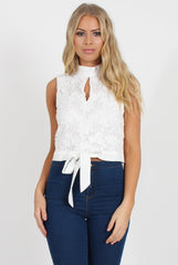 White Crochet Crop Top - Amelia-Crop Tops