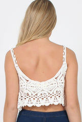 White Crochet Crop Top - Jeanie-Crop Tops