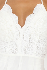 White Crochet Cross Back Playsuit- Quinn-Playsuits