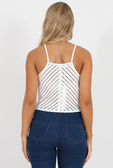 White Crochet Detail Crop Top - Tammy-Crop Tops