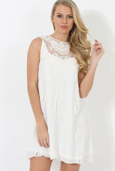 White Crochet Dress - Iva-Dresses