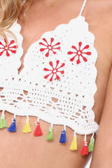 White Crochet Halter neck Bralet - Edith-Bralets